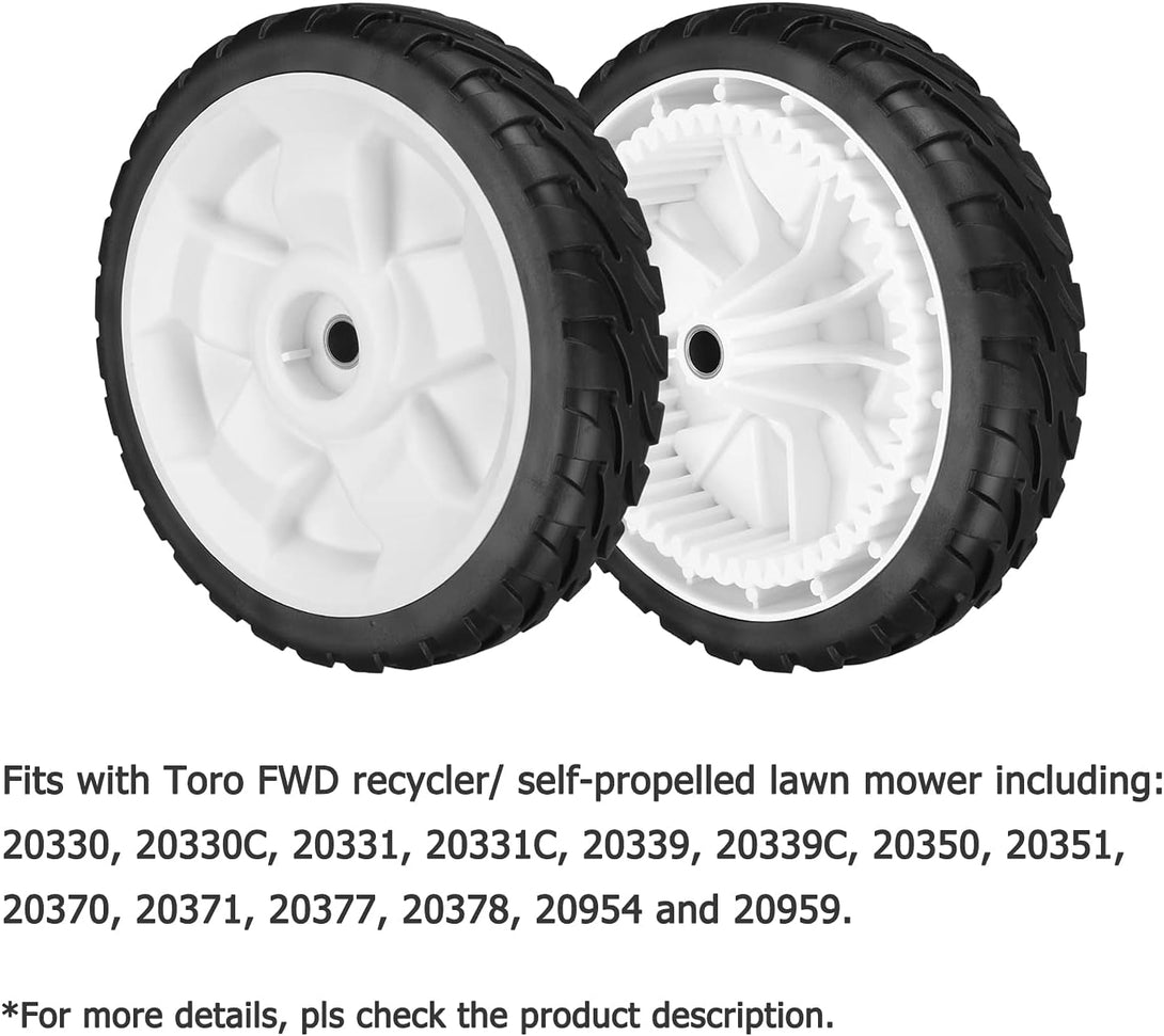 119-0311 Front Wheels for Toro 22" Recycler Mower, 137-4832 Drive Wheels Compatible with Toro 20330 20331 20339 20371 Self Propelled Mower FWD 22", 2 Pack, White