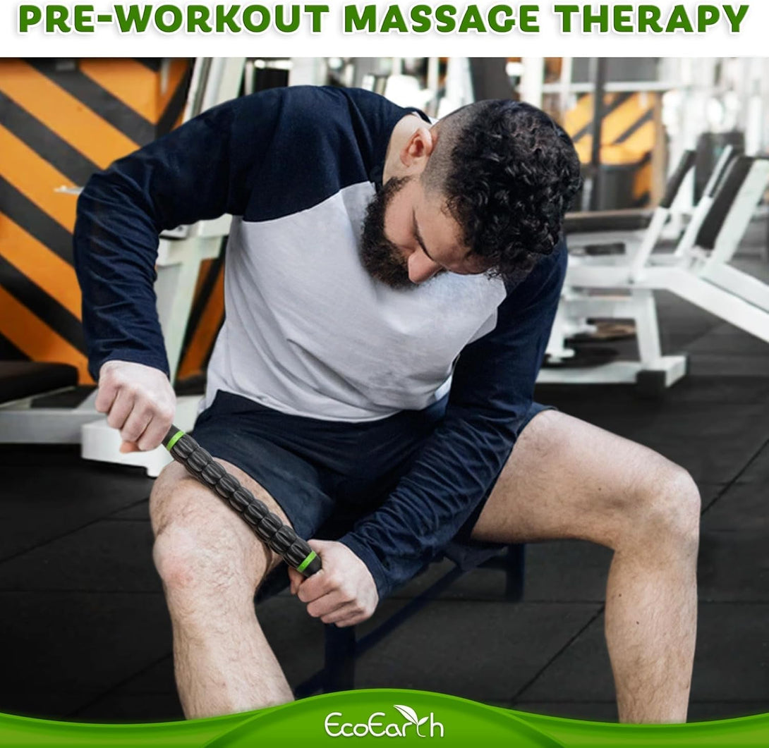 Ecoearth Muscle Roller Stick, Body Massage Stick Lymphatic Drainage Massager for Arm, Shoulder, Back & Leg Myofascial Release, Personal Handheld Massagers, Trigger Point Fascia Massage Tool