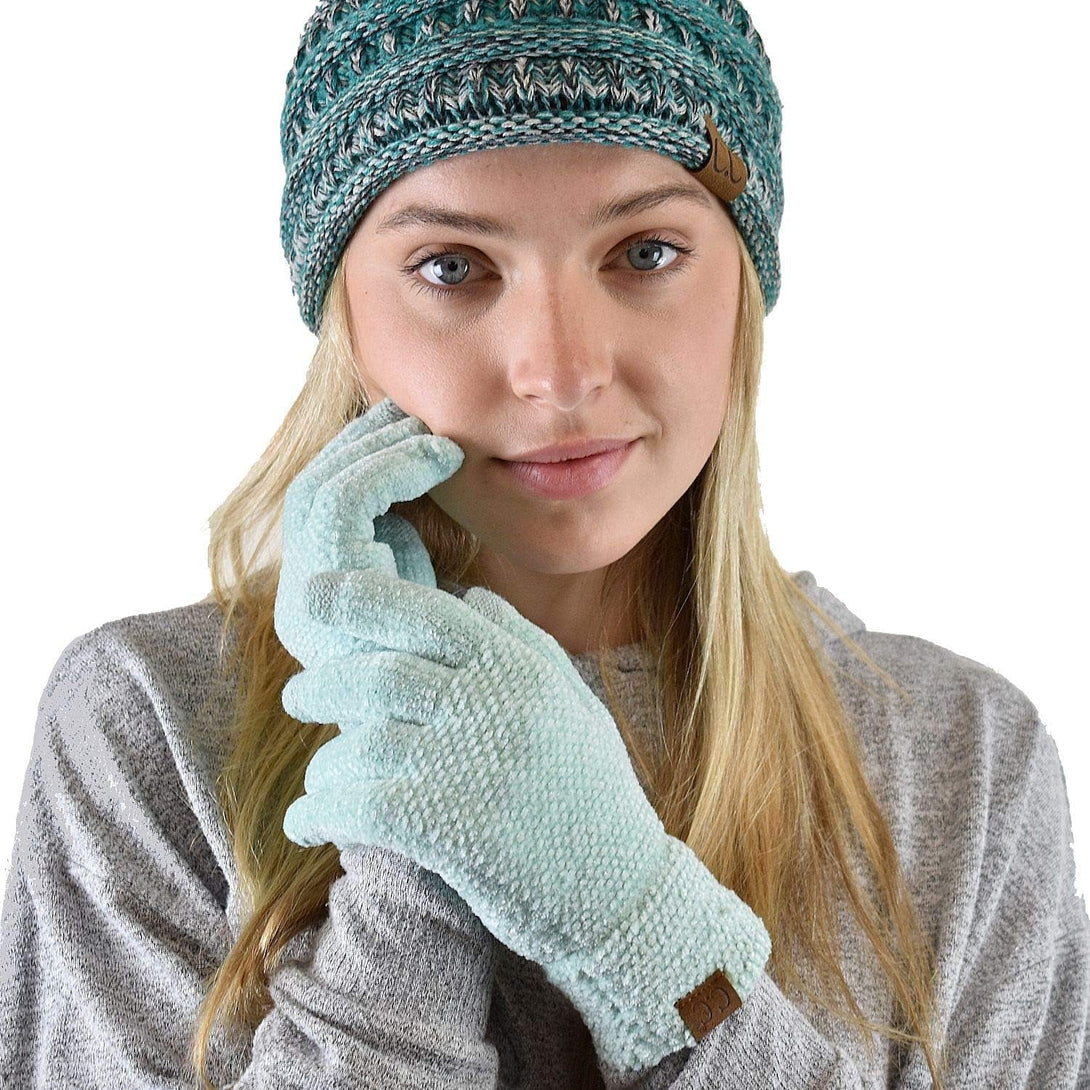 C.C Winter Warm Eco-Friendly Knit Chenille Touchscreen Texting Gloves