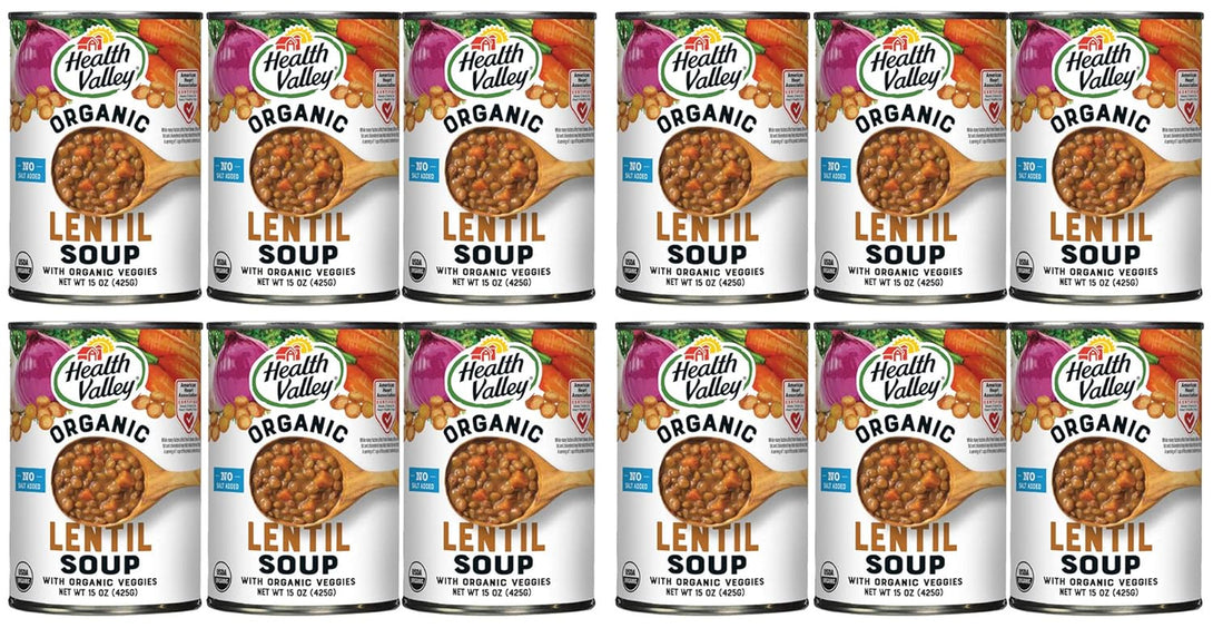 Health Valley Organic Soup, No Salt Added, Lentil, 15 Oz (Pack of 12)