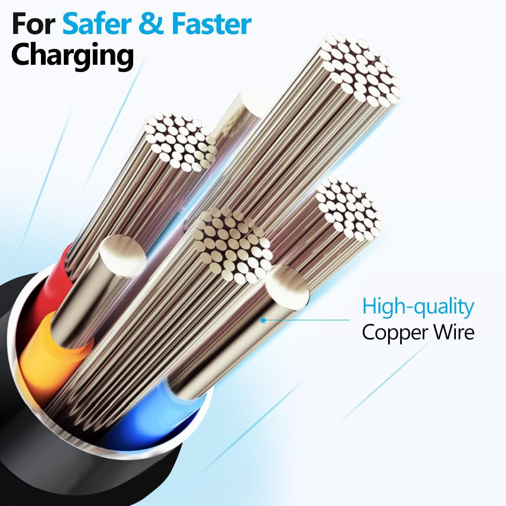 Puxnoin Multi Charging Cable 5 in 1, 2Pack 4FT USB C Multi Charger Cable Universal Multiple Charging Cord with USB C/Micro USB Connectors for Most Cell Phone, Tablets (Charging Only)