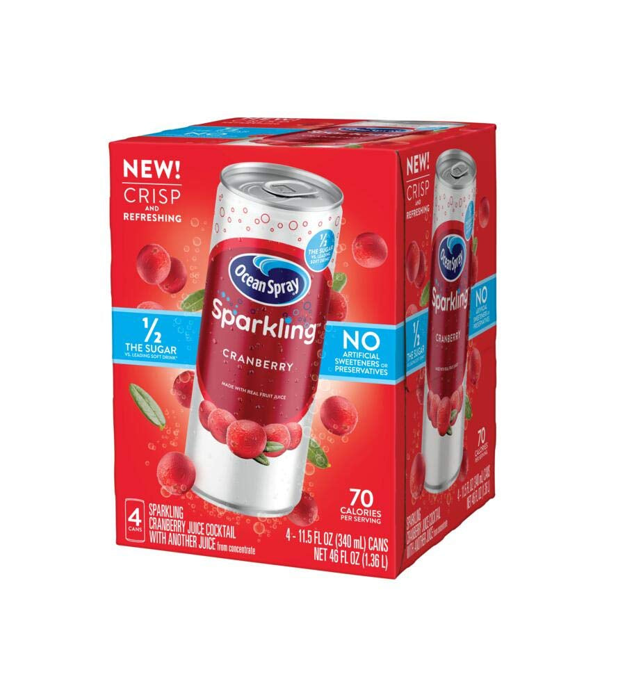 Ocean Spray® Sparkling Cranberry Juice Drink, 11.5 Fl Oz Cans, 4 Count (Pack of 6)