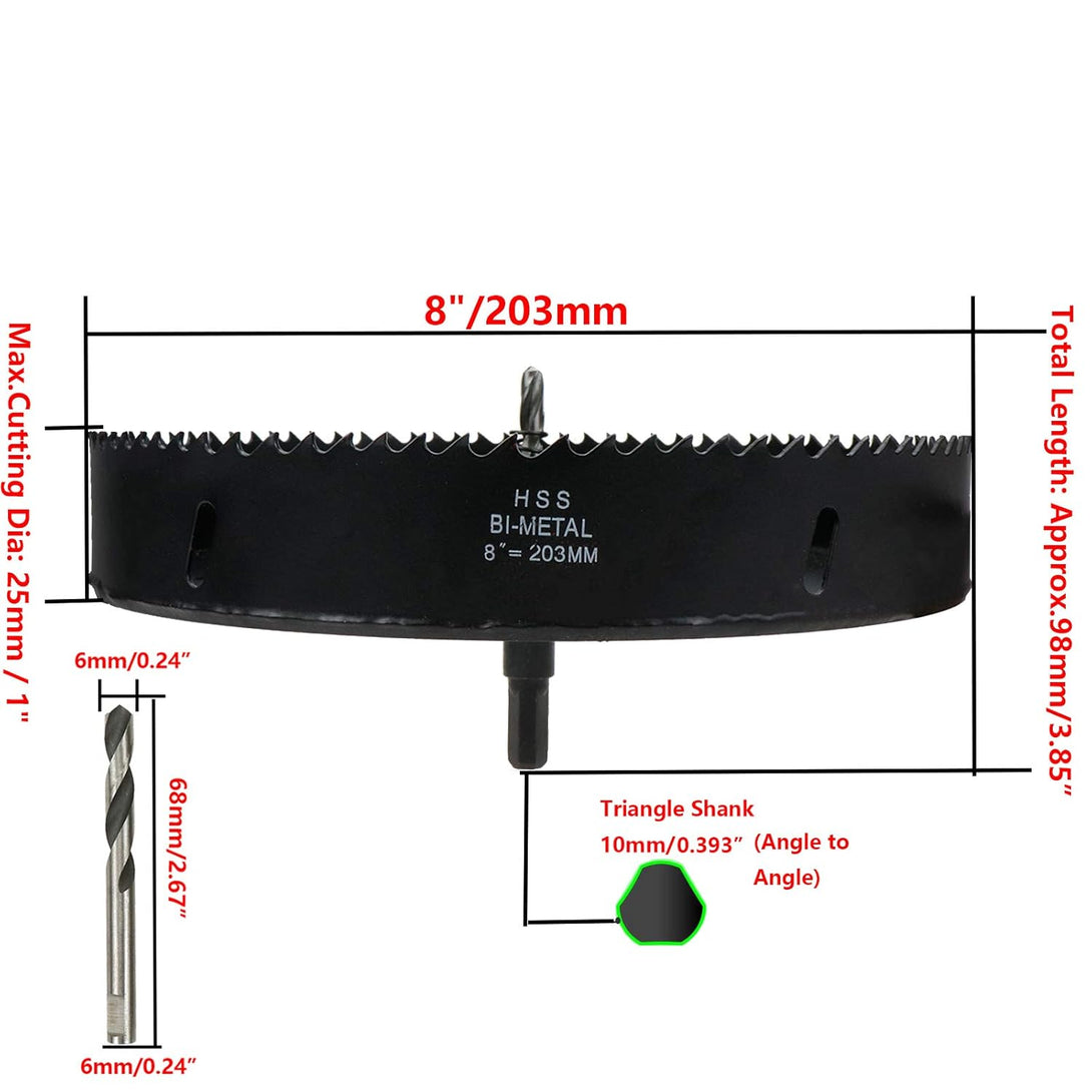 Hole Saw 8-Inch Dia Hole Cutter Drill Bit for Drilling Holes in Wood, Plastic, Drywall, Thin Metal