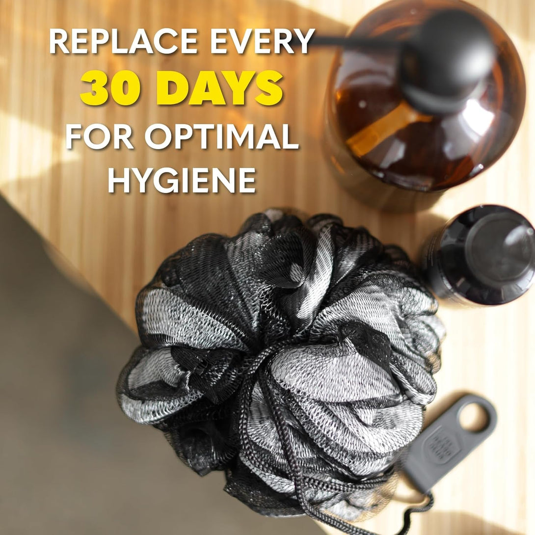 Beard Club Premium Exfoliating Loofah Sponge for Men - Soft Shower Body Scrubber for Men & Women, Large Bath Loofah for Luxurious Skin Care, Durable Shower Pouf & Bathing Accessories in Stylish Design