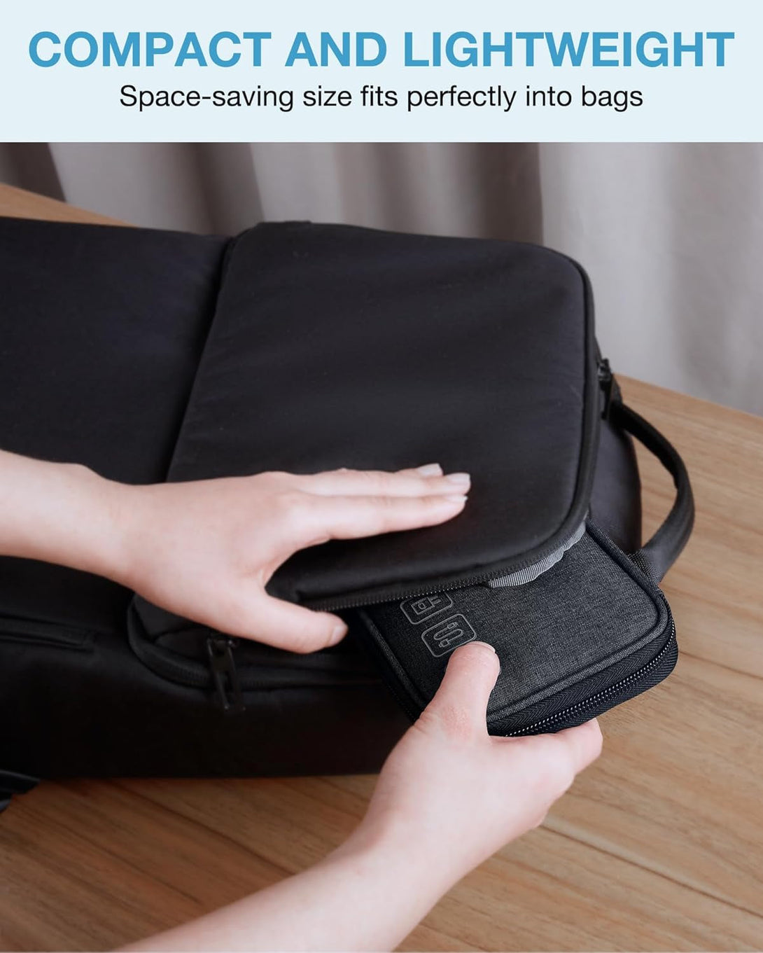 BAGSMART Cord Organizer Travel Cable Organizer Bag Tech Electronic Organizer Travel Case, Travel Essentials for Charger, Cable, Phone, Flash Drive, Single Layer - Black