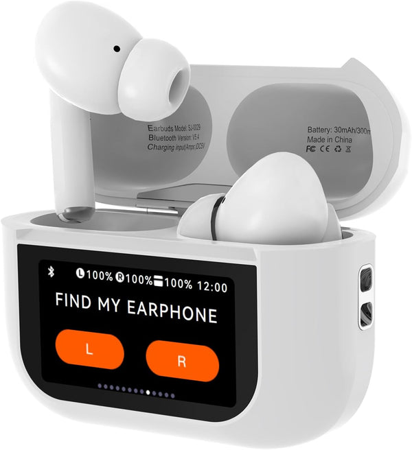 Smartbuds Bluetooth 5.4 Transparency Mode 98% Active Noise Cancelling Reduction TWS Earphone Earbuds with Smart Touch Screen Case ENC Mic Clear Call Equalizer for Iphone Samsung Android