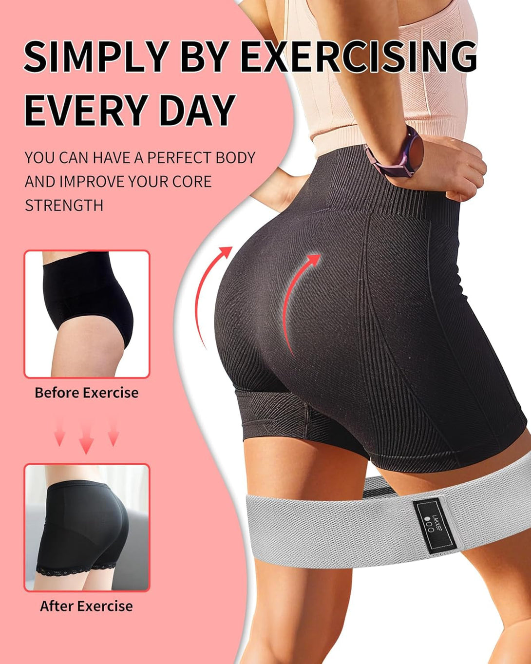 6 Pcs Fabric Booty Bands & Long Resistance Bands for Workout Butt and Legs Pull up Exercise Elastic Stretch Bands Home Gym Fitness Equipment