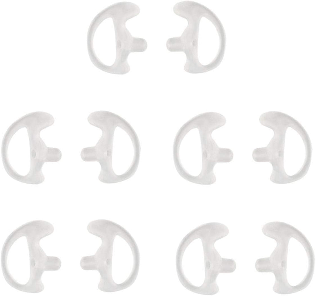 Two Way Radio Ear Mold Replacement Soft Silicone Ear Insert for Acoustic Coil Tube Earpiece (Transparent, 5 Pair Medium)