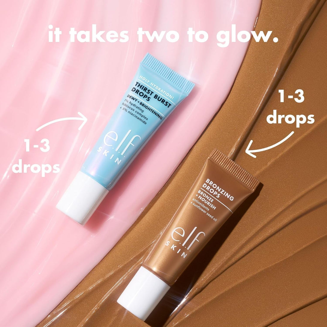E.L.F. SKIN Hottest Duo: Holy Hydration Thirst Burst & Bronzing Drops Skincare Set, Vegan & Cruelty-Free