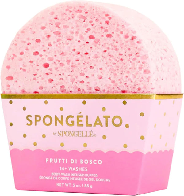 Spongelato Loofah Exfoliating Body Scrubber by Spongelle | Infused with Body Wash | Bath & Shower Loofah for Women | 14+ Uses | Frutti Di Bosco (Mixed Berries) Gelato Inspired