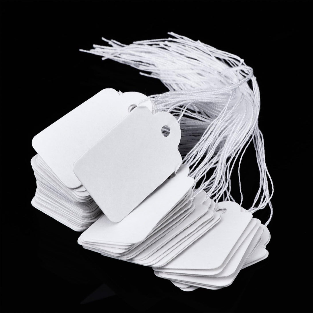 500 Pack White Marking Tags Jewelry Price Tags Hang Price Labels Display Tags with Hanging String