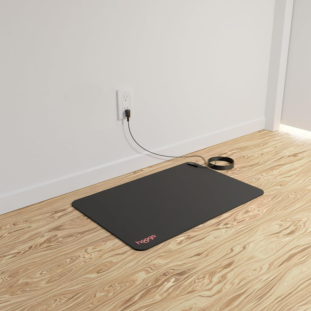 Hooga Grounding Mat for Sleep, Energy, Pain Relief, Inflammation, Balance, Wellness. Earth Connected Therapy. Indoor Grounding at Home, Office, Work. 15 Foot Cord Included. Conductive Carbon