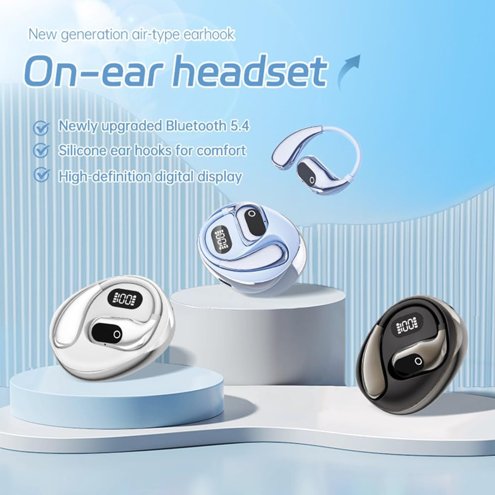 Bluetooth Earbuds Wireless Bluetooth Open Ear Headphones Device Travel Business Stereo Headphones Headset 18Hrs Total Playback Support Single or Twin Model for Cycling Jogging Running Driving