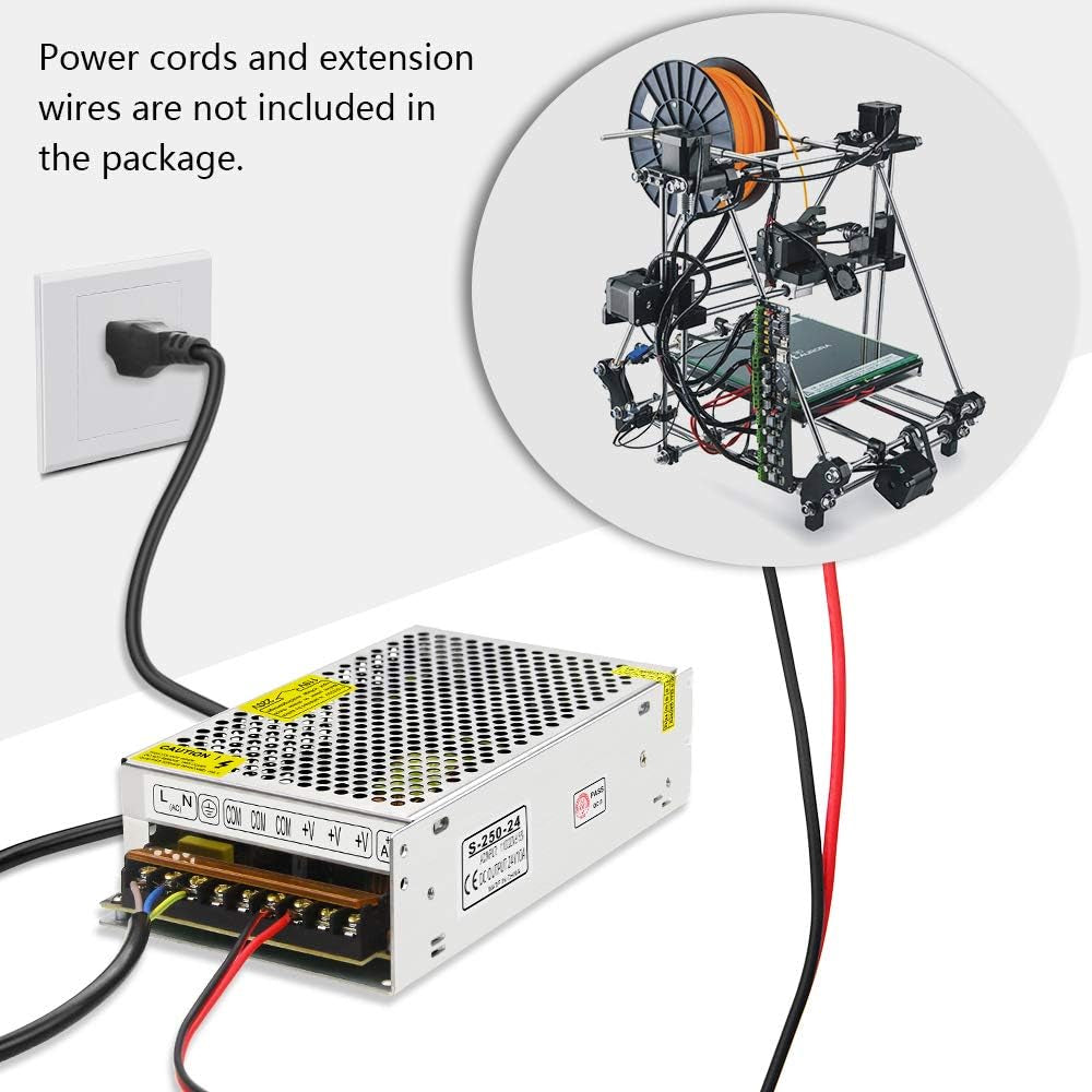 SHNITPWR 24V Power Supply 10A 240W AC DC Adapter, DC 24 Volt 10 Amp Switching Power Converter Transformer LED Driver 110V / 220V AC in for LED Light Strip 3D Printer CCTV Security System LCD Monitor