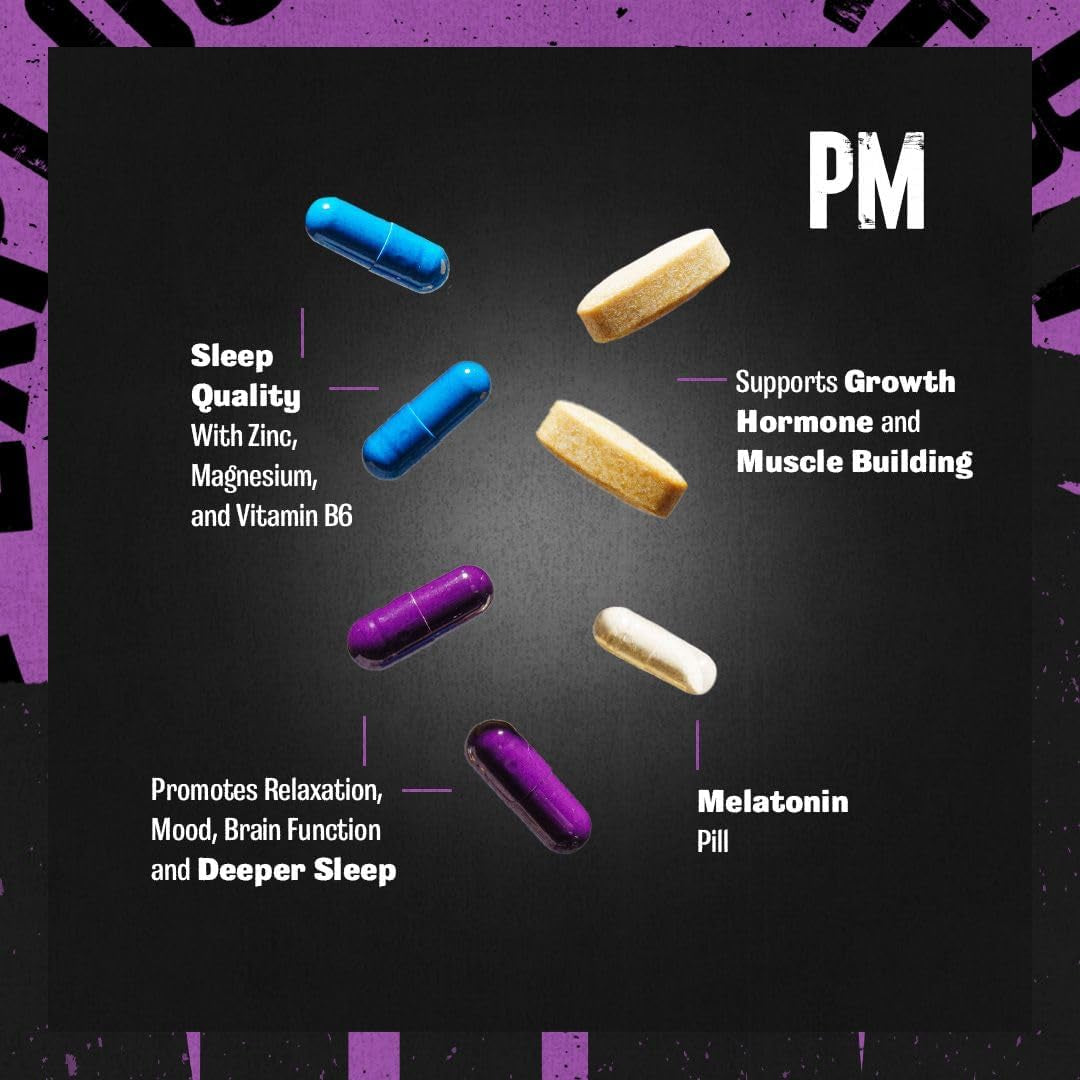 Animal PM - Sleep Aid for Adults Non-Habit Forming Relaxation Enhancer and Mood Support with Melatonin, L-Theanine, Zylaria, Zinc, Magnesium, Vitamin B6, GABA + AKG Anabolic Stack Supply, 30 Count