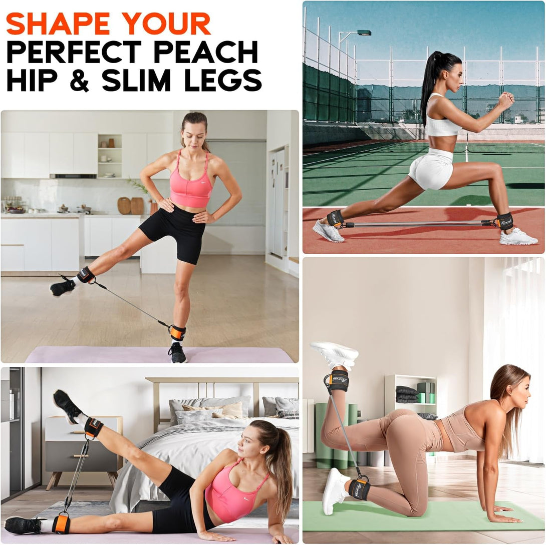 Ankle Resistance Bands, Ankle Bands for Working Out with Cuffs, Resistance Bands for Leg Butt Training Workout Equipment for Kickbacks Hip Gluteus Training Exercises, Ankle Strap with Exercise Bands