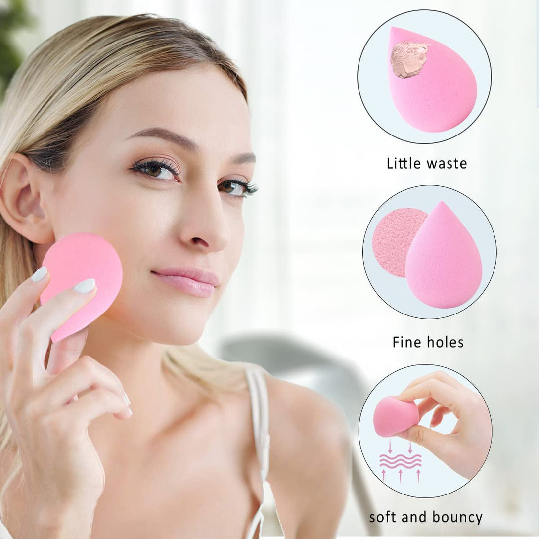 6 Pcs Makeup Blender Sponges Set - Soft Beauty Sponge Blending Blender for Foundation, Cream and Powder (Light-Pink)