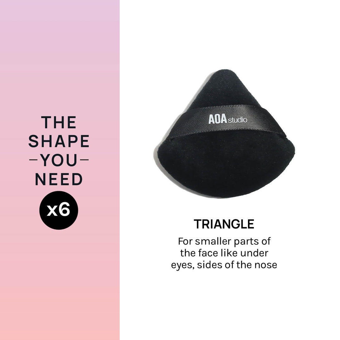 AOA Studio Velvet Puffs Makeup Puff Set of 6 Loose Powder Body Powder, Velour Makeup Blender Sponge Foundation Blending Sponges Set Beauty Makeup Tools (Black)