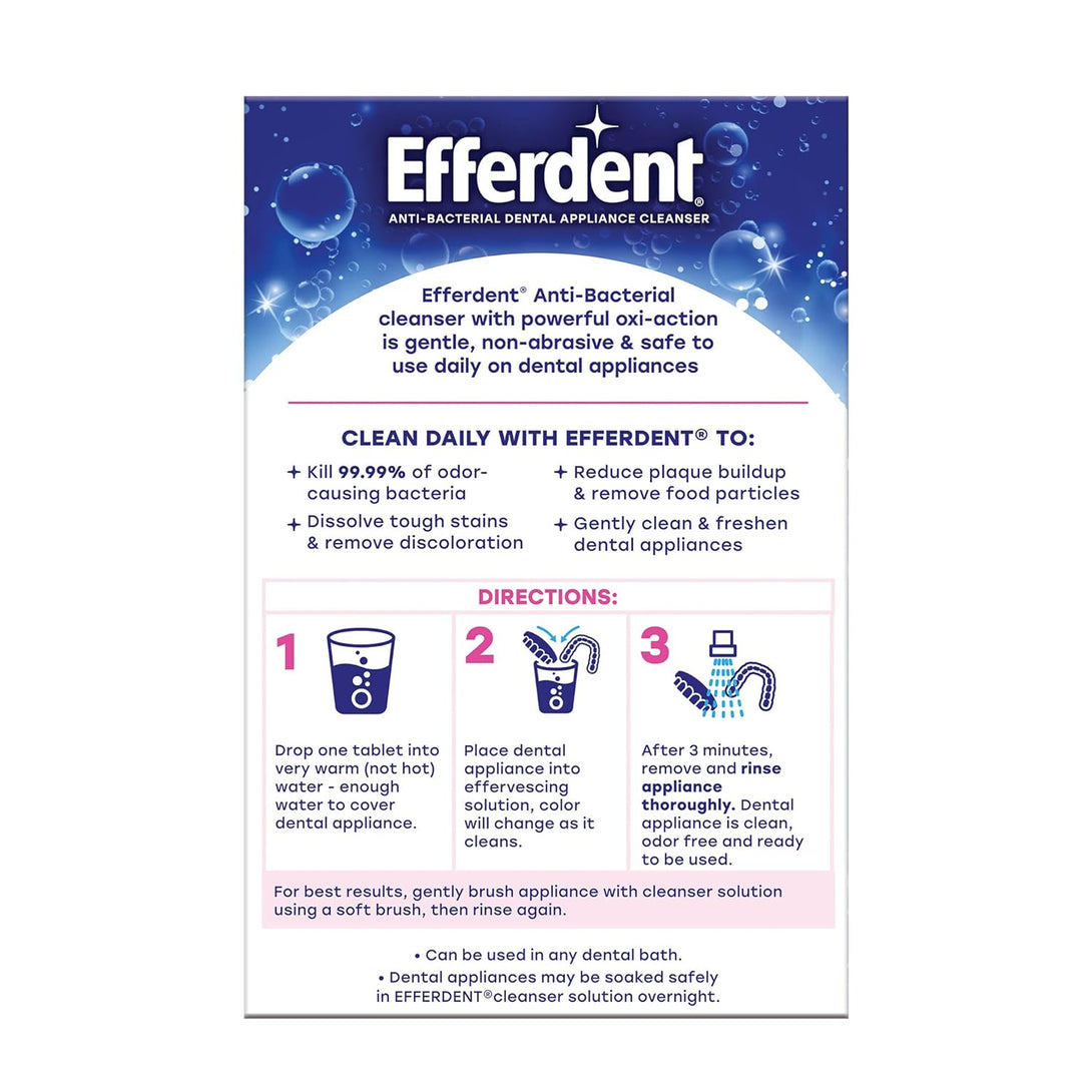 Efferdent Retainer Cleaning Tablets, Denture Cleanser Tablets for Dental Appliances, Complete Clean, 126 Tablets