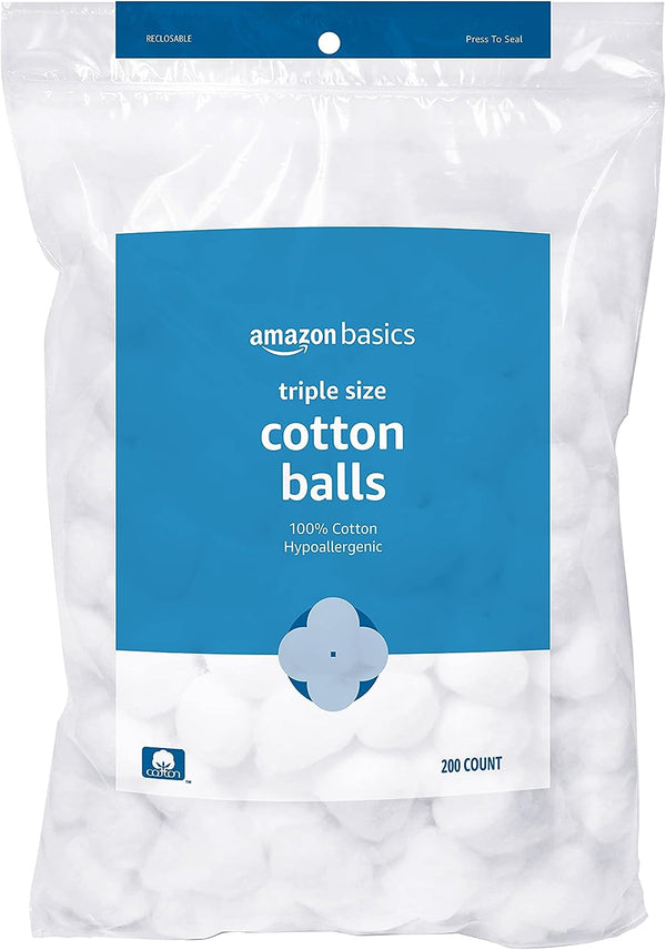 Amazon Basics Cotton Balls for Skincare, 200 Count (Previously Solimo)