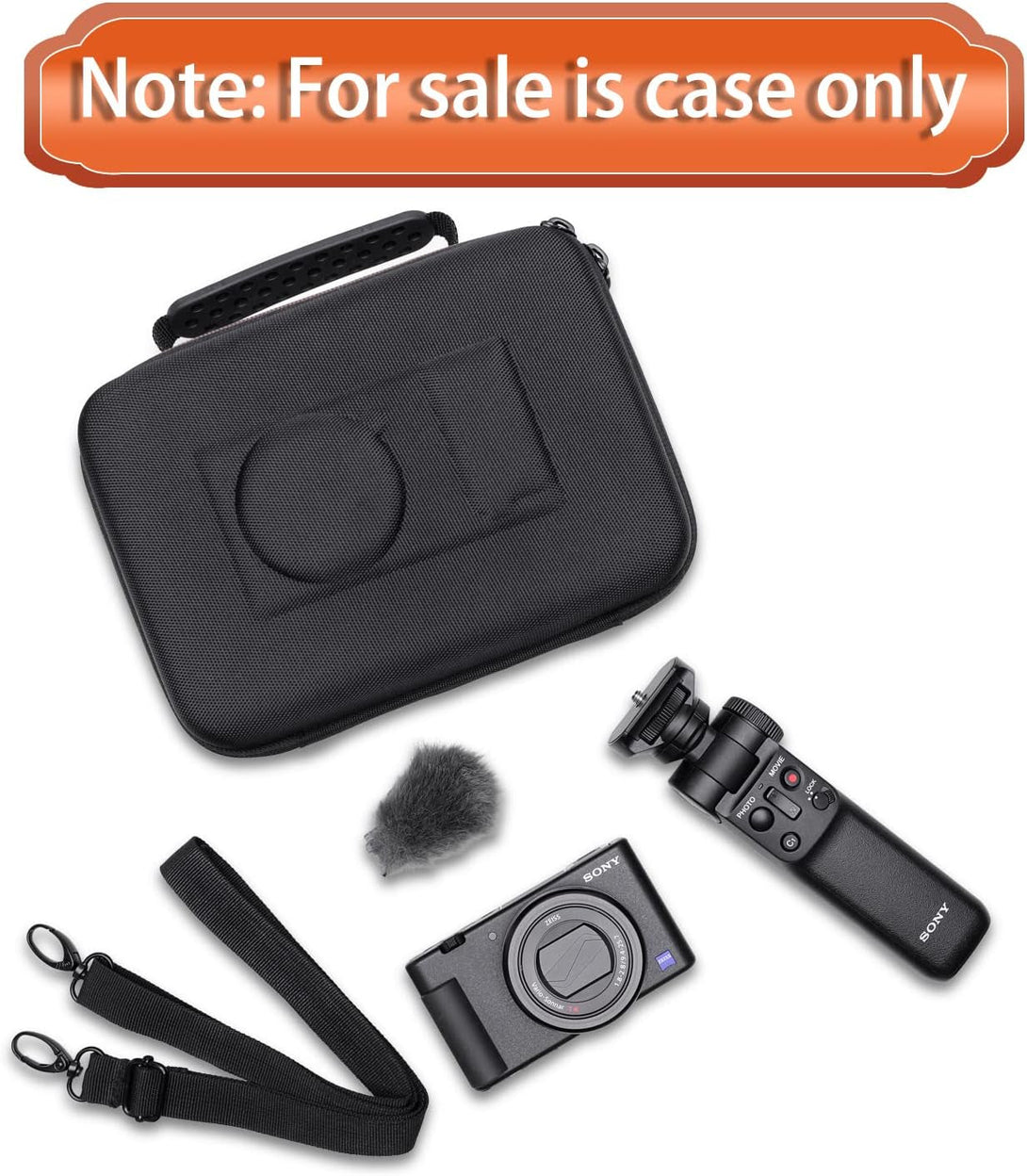 LTGEM Camera Case Compatible with Sony ZV-1F / ZV-1 / ZV-1 II Vlog Digital Camera, Tripod, Microphone and Vlogger Accessory Kit with Shoulder Strap, Black