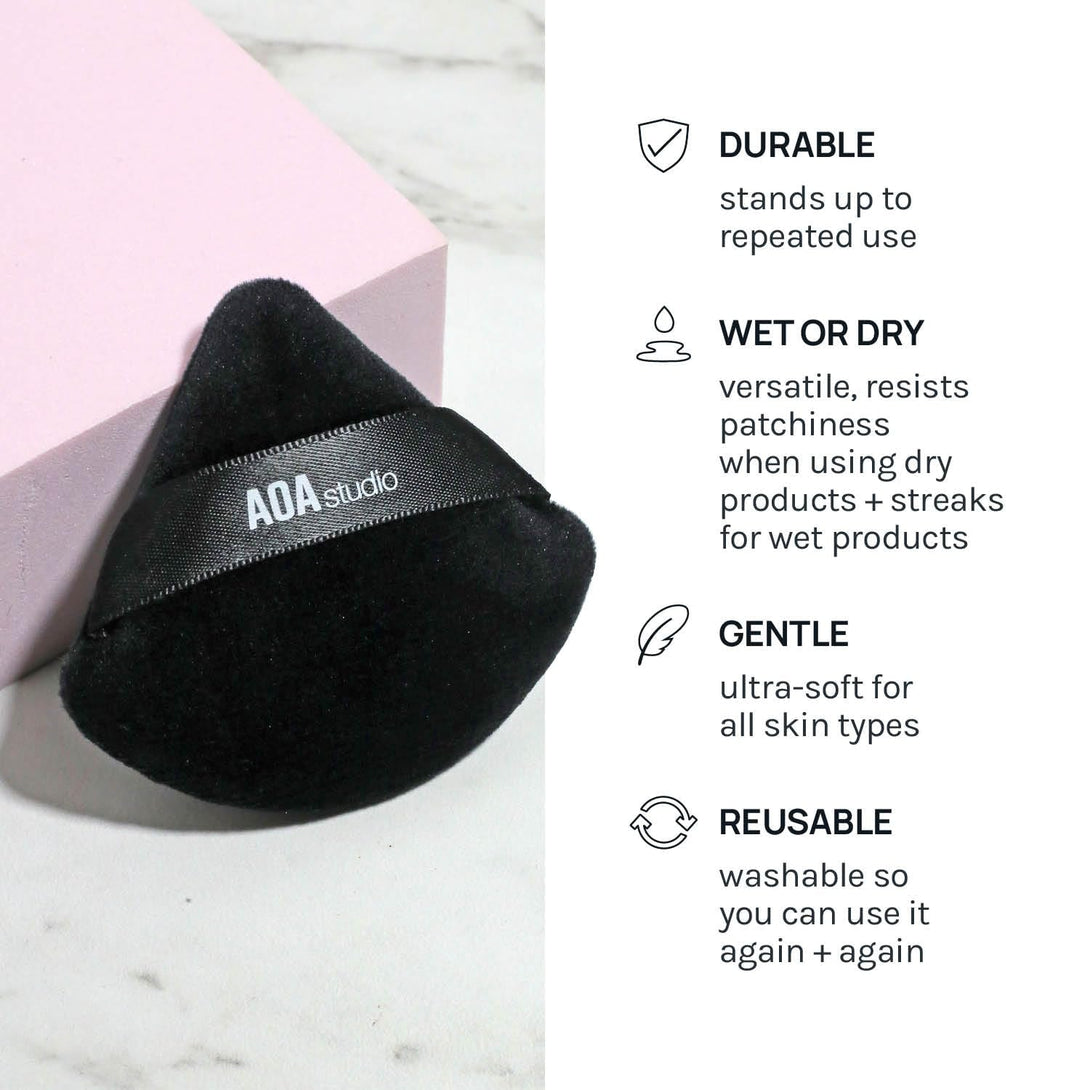 AOA Studio Velvet Puffs Makeup Puff Set of 6 Loose Powder Body Powder, Velour Makeup Blender Sponge Foundation Blending Sponges Set Beauty Makeup Tools (Black)