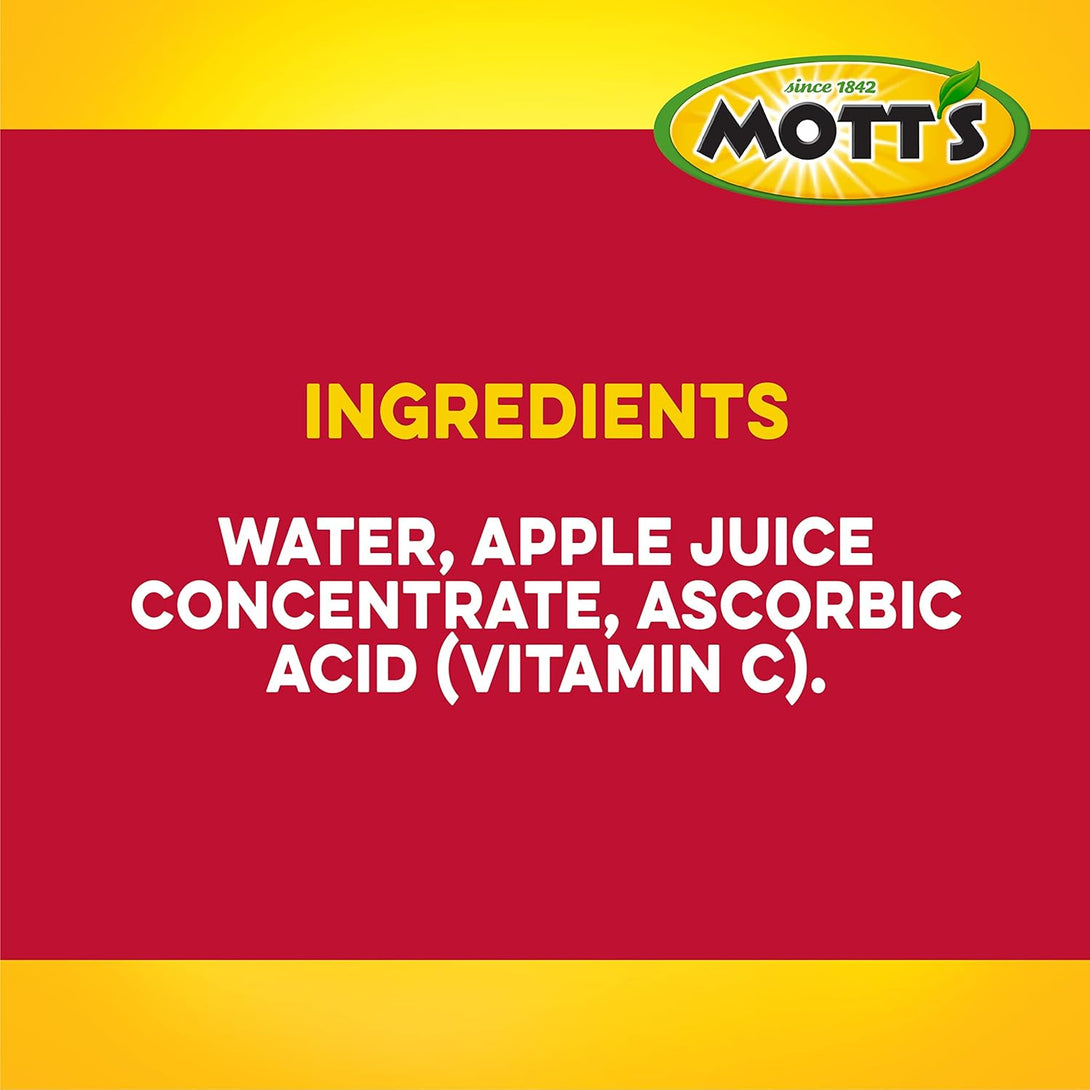 Mott'S 100% Original Apple Juice, 8 Fl Oz Bottles, 24 Count (4 Packs of 6), 2 Servings of Fruit, 100% Fruit Juice, Gluten-Free, Caffeine-Free, Kosher, Contains No Artificial Colors or Sweeteners