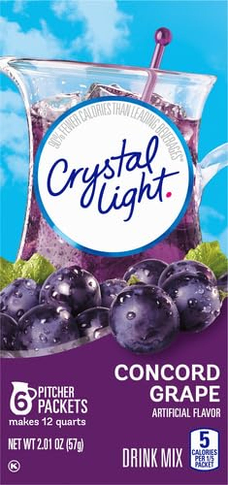 Crystal Light Concord Grape Artificially Flavored Powdered Drink Mix, 6 Ct Pitcher Packets