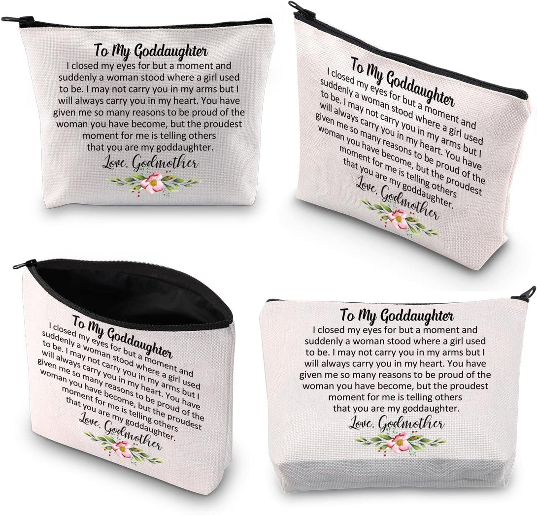 BDPWSS Goddaughter Makeup Bag Goddaughter Gift from Godmother Goddaughter Baptism Gift I Closed My Eyes for a Moment Goddaughter Graduation Cosmetic Bag (Closed Eye Goddaughter)