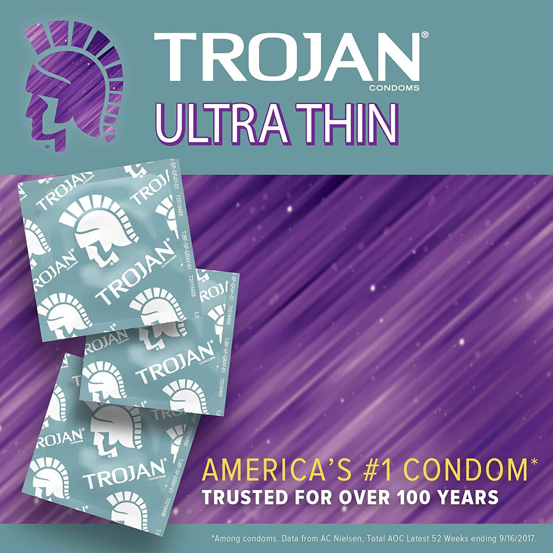 Trojan Condom Sensitivity Ultra Thin Spermicidal, 12 Count