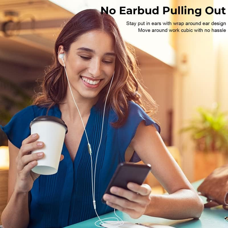 Headphones with Extra Long Cord - Earbuds for PC, TV & Computer - No Mic - White 5FT