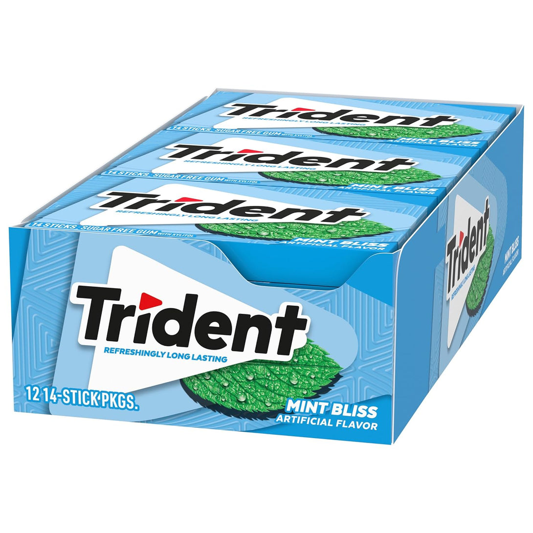 Trident Mint Bliss Sugar Free Gum, 12 Packs of 14 Pieces (168 Total Pieces)