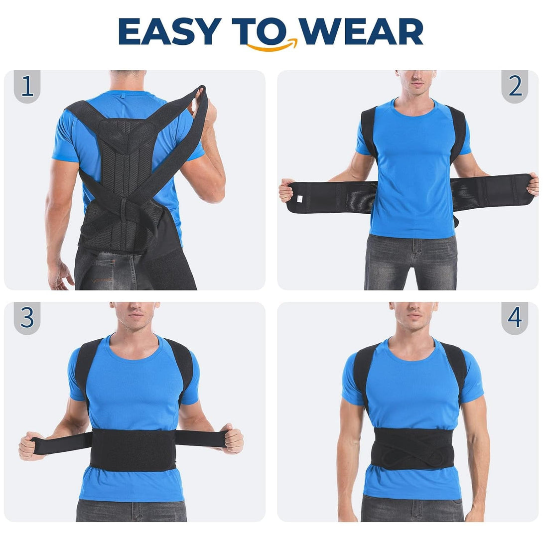 Back Brace Posture Corrector for Women and Men, Back Braces for Upper and Lower Back Pain Relief, Adjustable and Fully Back Support Improve Posture and Lumbar Support(M, 30"-35.5" Waist)