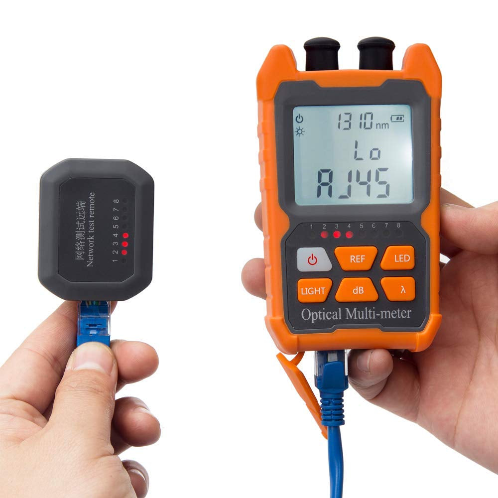 Fiber Optic Cable Tester Portable Optical Fiber Power Meter FC/SC/ST Universal Interface Fiber Tester Built-In 2Mw Visual Fault Locator (OPM-VFL-1)