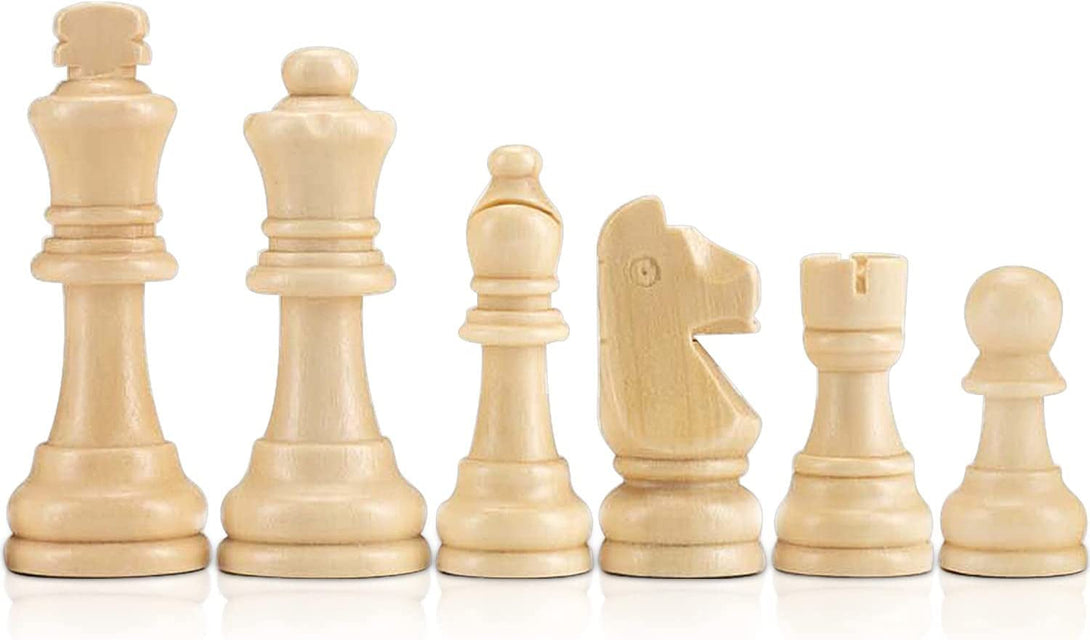 AMEROUS Wooden Chess Pieces Only, Staunton Style Wood Chessmen with 3.15" King - Storage Bag - Gift Packed Box, Tournament Chess Game Pawns for Replacement of Missing Pieces