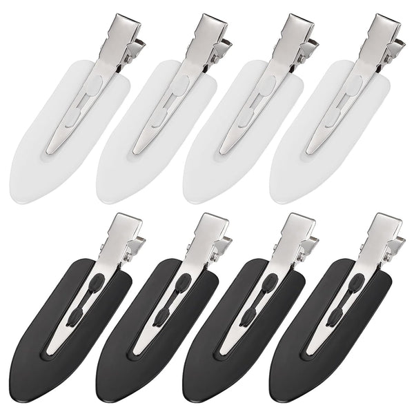 8Pcs No Bend No Crease Hair Clips - Styling Duck Bill Clips Alligator Hair Barrettes for Styling Sectioning Small Gifts for Women Girl Salon Hairstyle Hairdressing Bangs Waves, Black & White