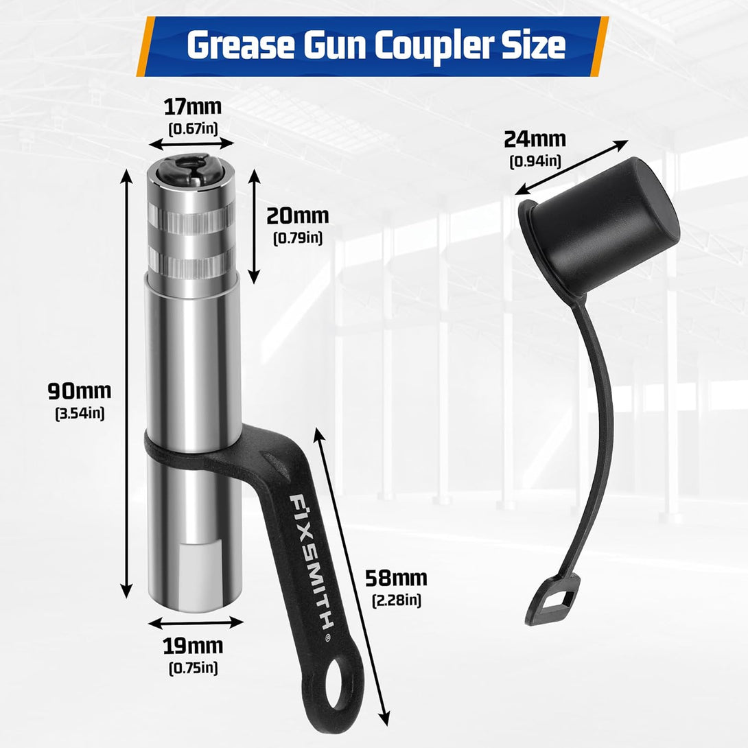 FIXSMITH Grease Gun Coupler, Heavy Duty Strong Quick Release Grease Gun Tips Locking, 10000 PSI High Pressure Locking Grease Gun Tips, Compatible with All Grease Guns 1/8" NPT Fittings