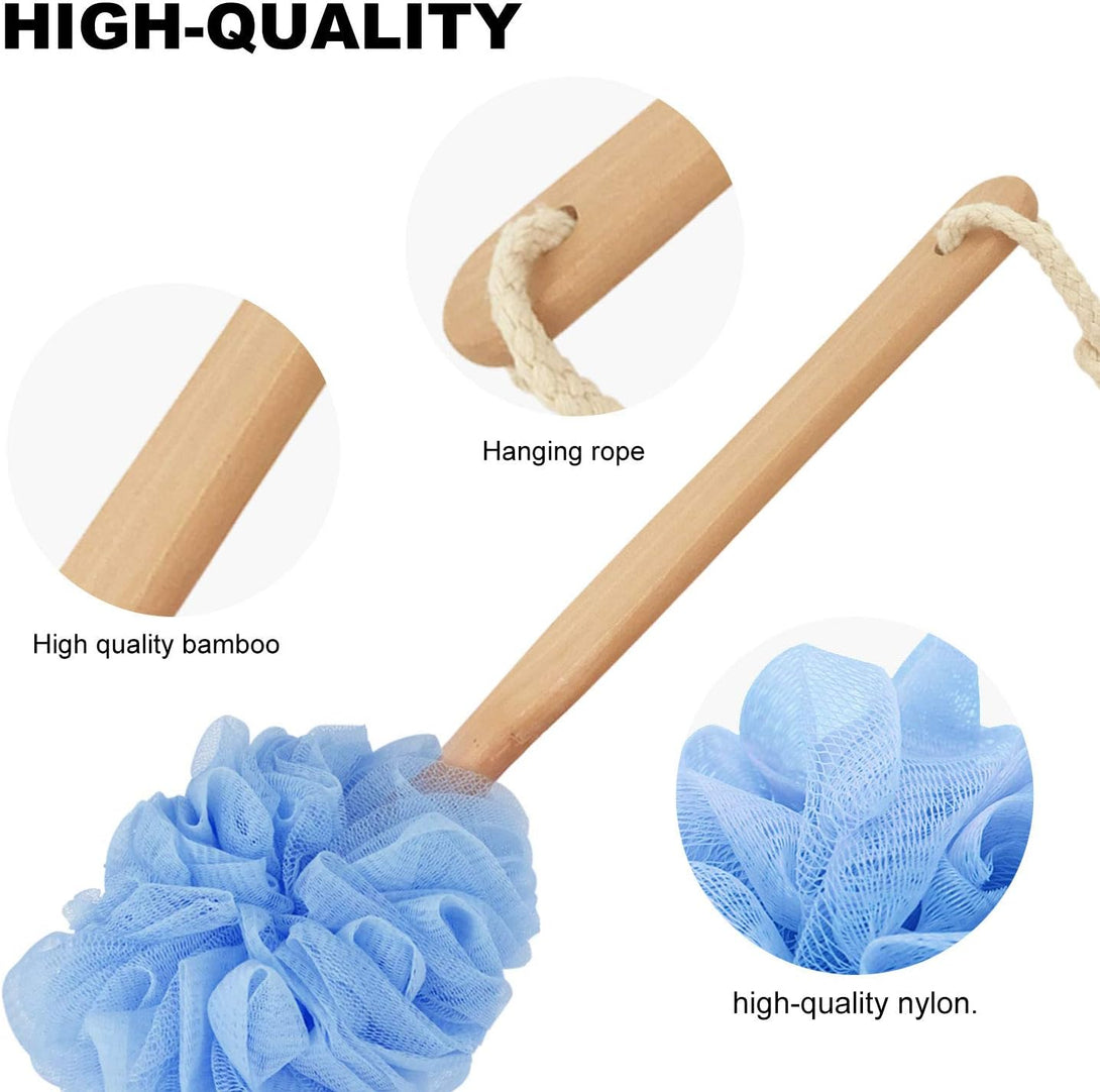 Loofah with Handle, Loofah on a Stick, Loofah Sponge with Handle, PE Soft Mesh Luffa, Exfoliating Luffa on a Stick for Men and Women