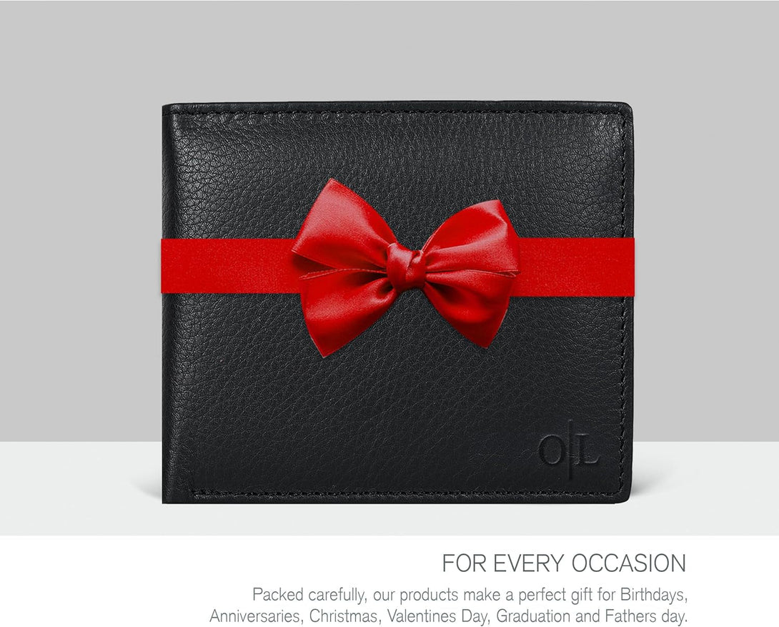 Slim Leather Wallet for Men - RFID Wallets Credit Card Holder Ultra Thin Gift for Mens, Front Pocket Minimalist Design
