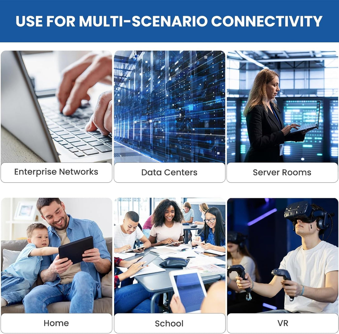 Cat6 Ethernet Cable, 8 Feet (6 Pack) LAN, Utp Cat 6, RJ45, Network Cord, Patch, Internet Cable - 8 Ft