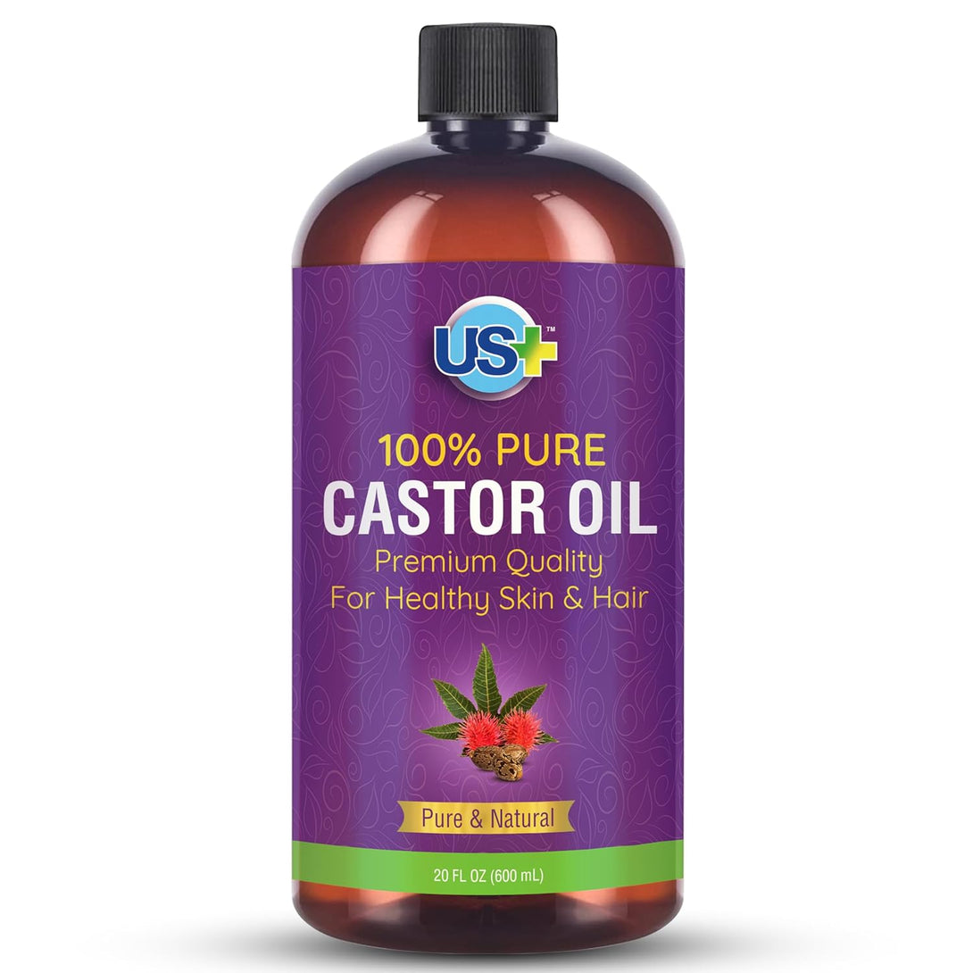 20Oz 100% Pure Castor Oil - Cold-Pressed, Unrefined, Hexane-Free - BPA Free Plastic Bottle - USP Grade - Premium Quality for Healthy Skin & Hair