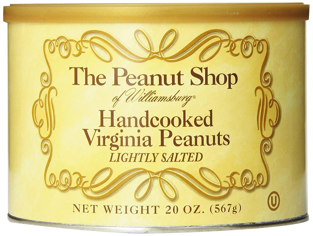 The Peanut Shop of Williamsburg Handcooked Lightly Salted Peanuts (20 Ounce) Virginia Peanuts Salted Handcooked Golden Peanuts, Top 2% Quality, Gently Blistered Cooking Process, Williamsburg Peanuts