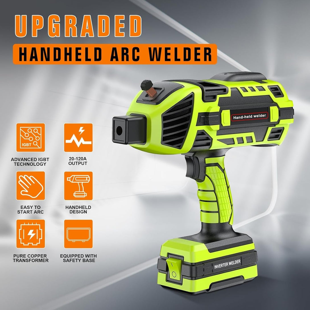 110V 120Amp Welding Machine Handheld Portable ARC Welder Gun Hand Held Welder Machine with Digital Display IGBT Inverter 6 Variable Current Adjustment for 1/16''-1/8'' Welding Rods, Green