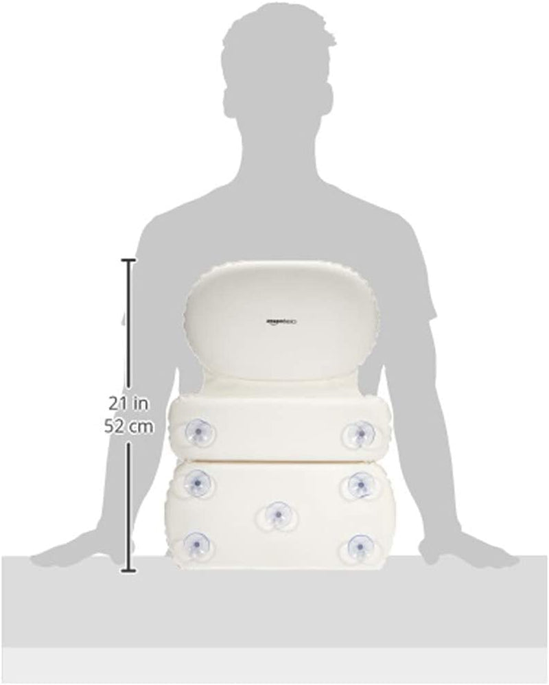 Amazon Basics Bath Tub Neck Pillow with Suction Cups, Waterproof, 3-Panel, Off-White