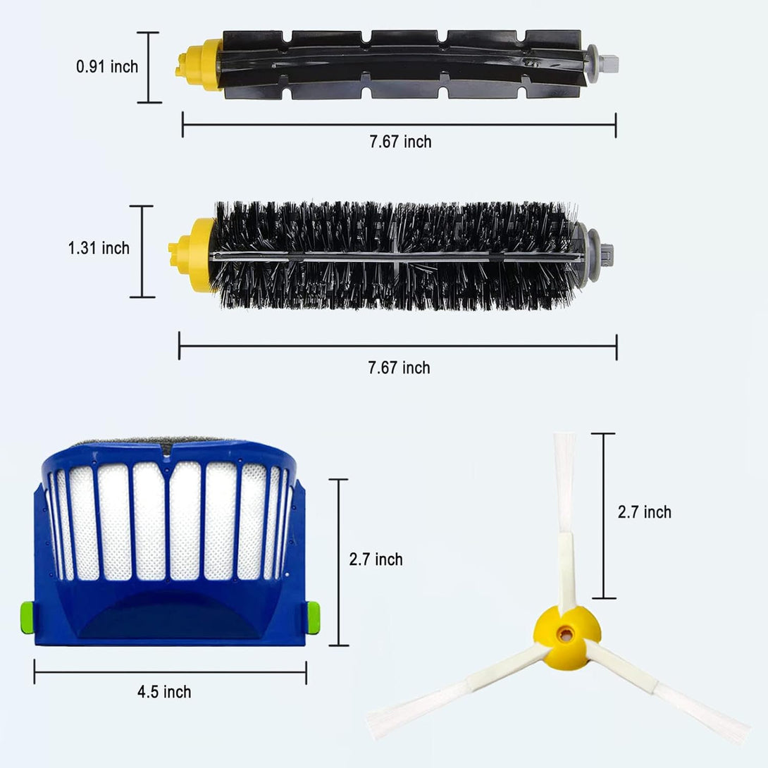 Replacement Accessories Kit for Irobot Roomba 600 Series 694 675 692 676 695 677 671 655 645 690 680 660 650 620 614 & 500 Series 595 585 564 Robot 3 Bristle & 3 Beater Brush 8 Filter 8 Side Brush