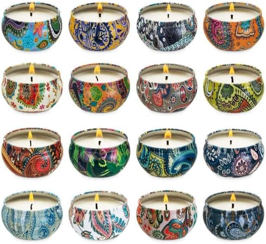 16 Scented Candles Gift,Natural Soy Wax Aromatherapy Candles,Small Portable Tin Candles Set for Mom,Women,Teachers, Colleagues and Friends,2.5 OZ