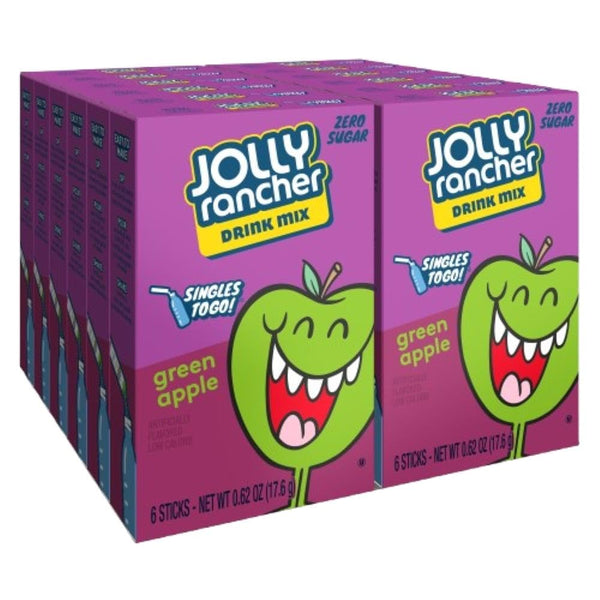 Jolly Rancher Singles to Go Powdered Drink Mix, Green Apple, 72 Total Servings, Sugar-Free Drink Powder, Just Add Water, 0.62 Ounce (Pack of 12)