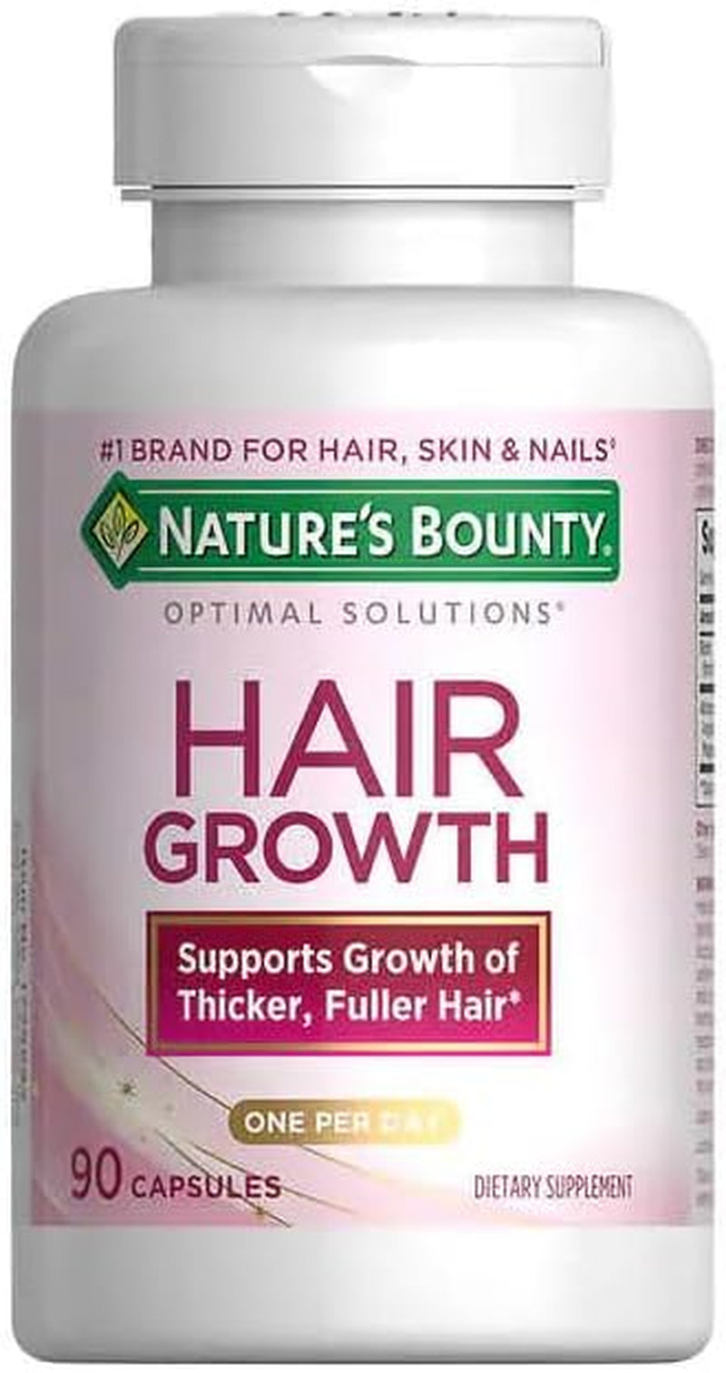 Nature'S Bounty Hair Growth Supplement, 1 per Day, Clinically Shown to Support Thicker, Fuller Hair, with Biotin, Silicon & Arginine, 90 Capsules