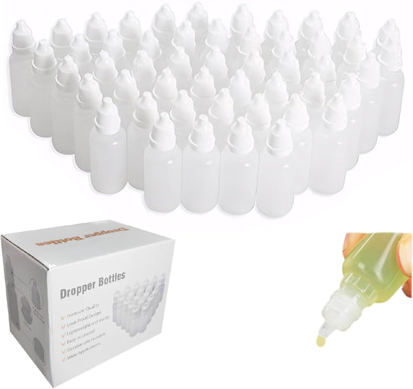 Eldwivz Plastic Eye Dropper Bottle: 50 Pcs 10 Ml Empty Small Squeeze Bottles for Oil Ear Paint Liquid