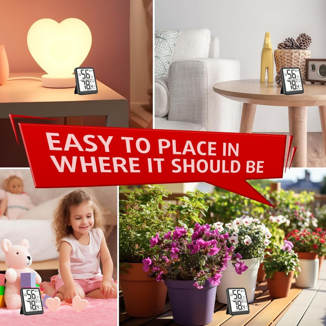 Antonki Room Thermometer Small Hygrometer Indoor Humidity Monitor Sensor, Digital Temperature and Humidity Meter Gauge for Home, Baby Nursery, Reptile, Greenhouse - Battery Included